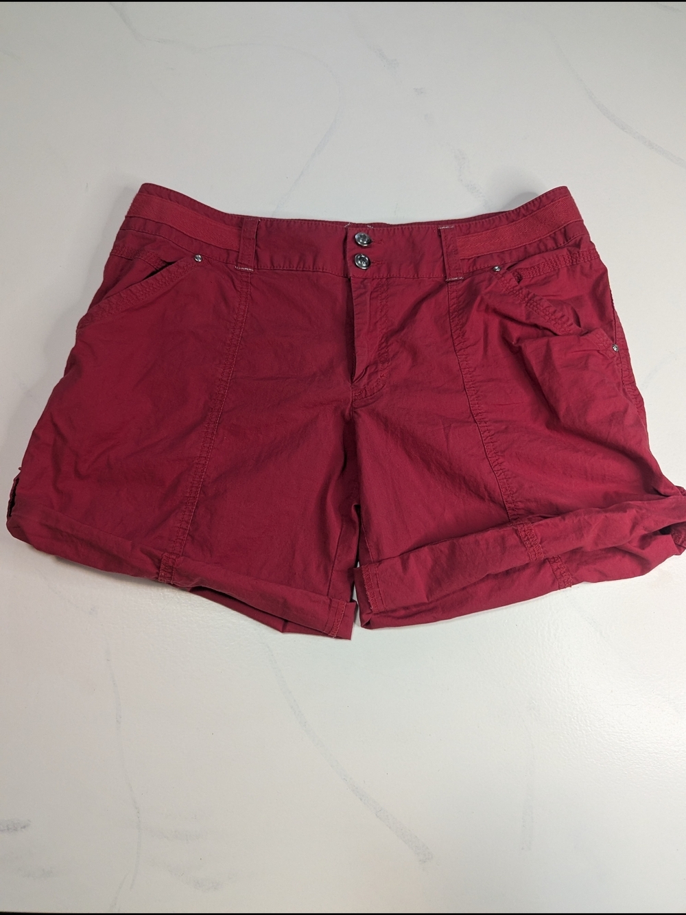 INC Incorporated Concepts Womens Red Roll Cuff Hem Stretch Cotton Shorts Size 6